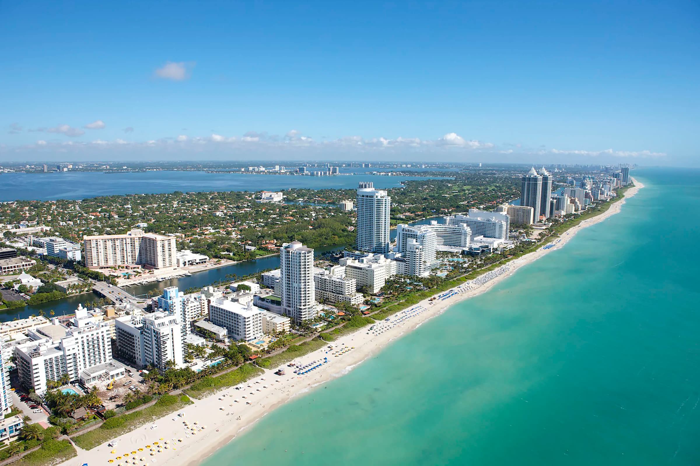 Miami Beach coastline from the air